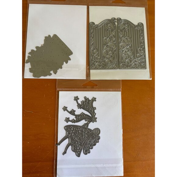 IO Stamps Metal Die Set Of 3 Uncaged Bird Wrought Iron Fence & Winter Fairy - Picture 7 of 10
